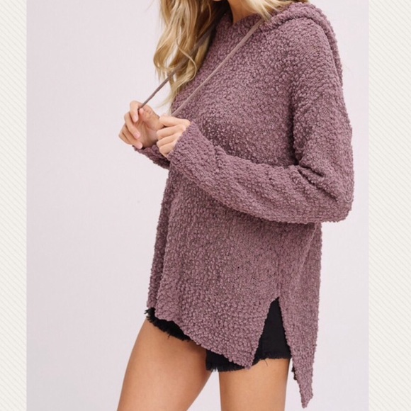 Last Medium Mocha Popcorn Texture Hoodie Sweater - Picture 5 of 8